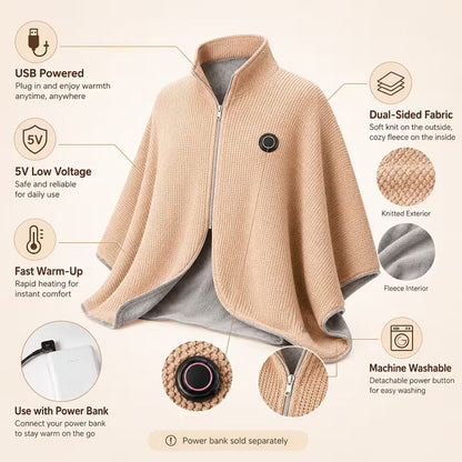 ✨Last Day 50% OFF🔥Wearable Heated Blanket Shawl | Portable USB-Powered Warmth for Home, Work & Outdoors