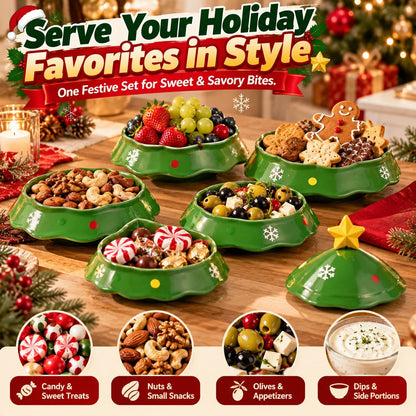 🔥HOT SALE-🎄5-Layer Christmas Tree Serving Tray – Stackable Snack & Dip Bowls, Festive Holiday Table Decor & Christmas Gift 🎁