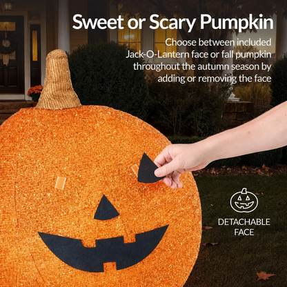 🎃 2-Piece Lighted Pumpkin Set: Halloween to Thanksgiving 2-in-1 Decor!