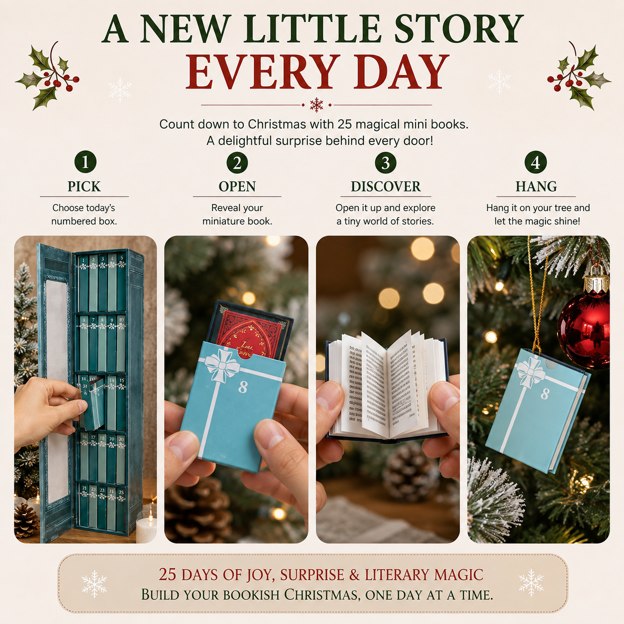 ✨ 50% OFF 25-Day Christmas Book Advent Calendar 🎁 Open Tiny Books & Create Holiday Magic