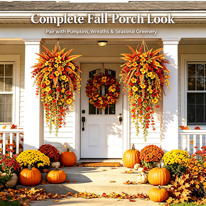 🔥 50% OFF 🍂 UV-Resistant Hanging Autumn Boston Fern – Lush, Realistic & Made for Outdoors