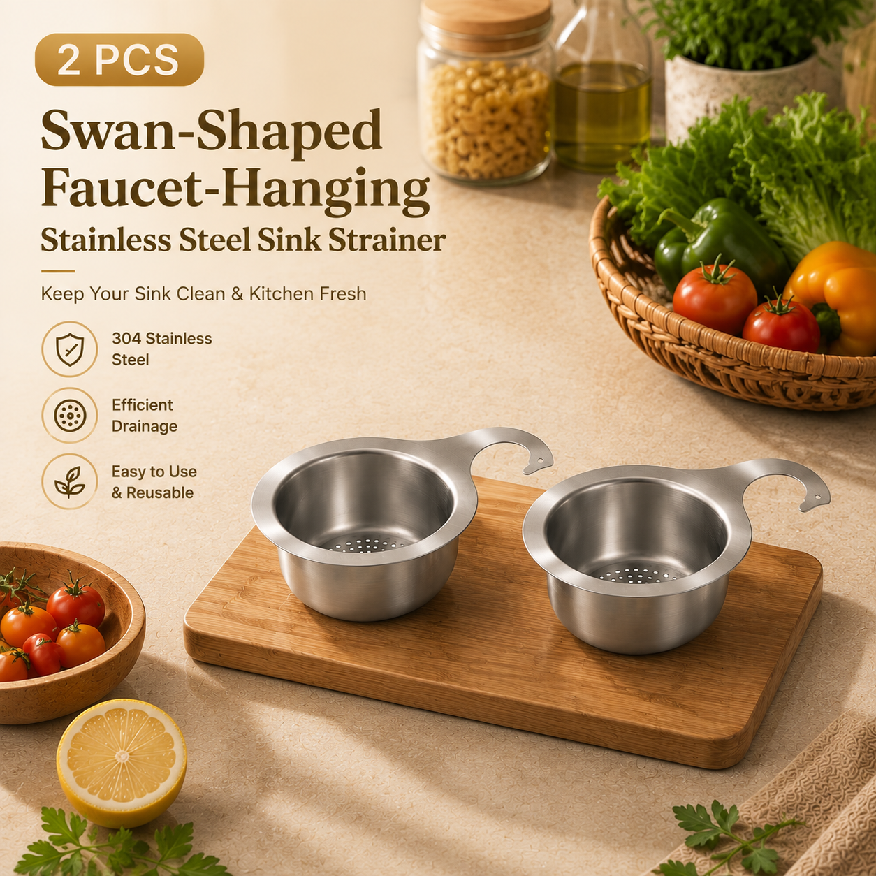 ✨ Limited Time 50% OFF! No-Touch Sink Strainer Basket – Say Goodbye To Messy Food Scraps