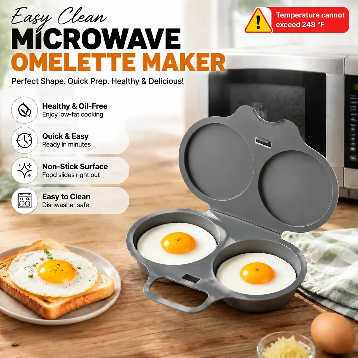 🔥 50% OFF Microwave Egg Poacher 🍳 Quick 2-Egg Breakfast Cooker