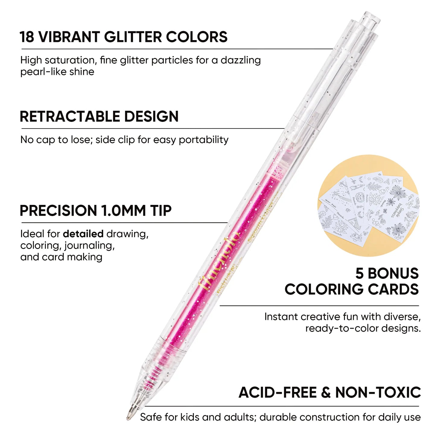 Finenolo Glitter Gel  Retractable 1.0mm Sparkle Set