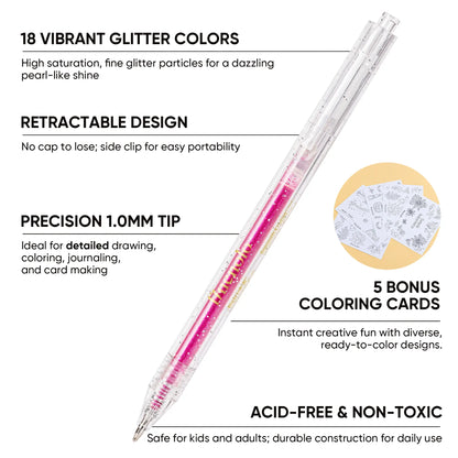 Finenolo Glitter Gel  Retractable 1.0mm Sparkle Set