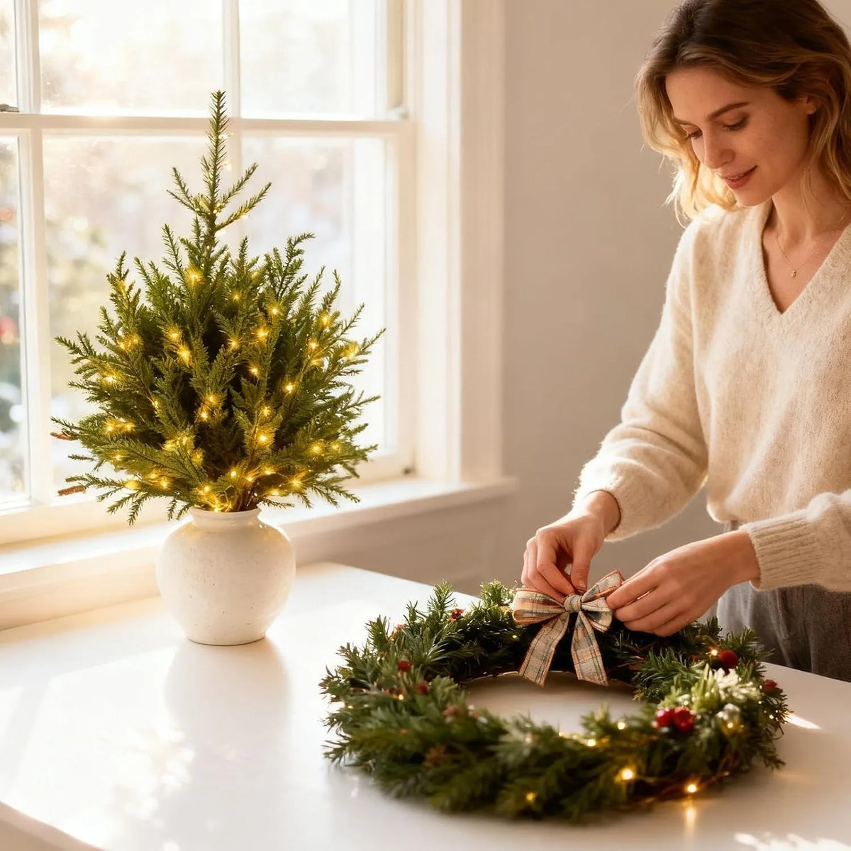 Lighted Norfolk Pine Branches – DIY Holiday Greenery Set