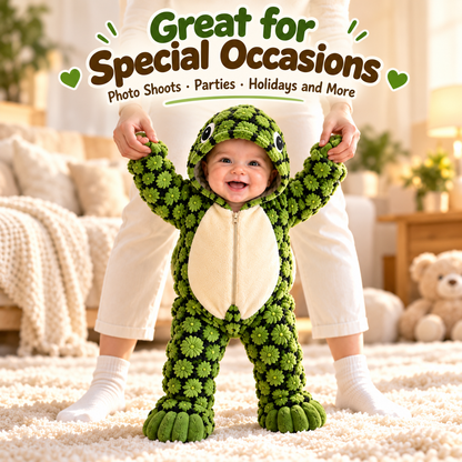 Little Turtle Plush 3D Shell Baby Onesie – Cute Hooded Cozy Romper