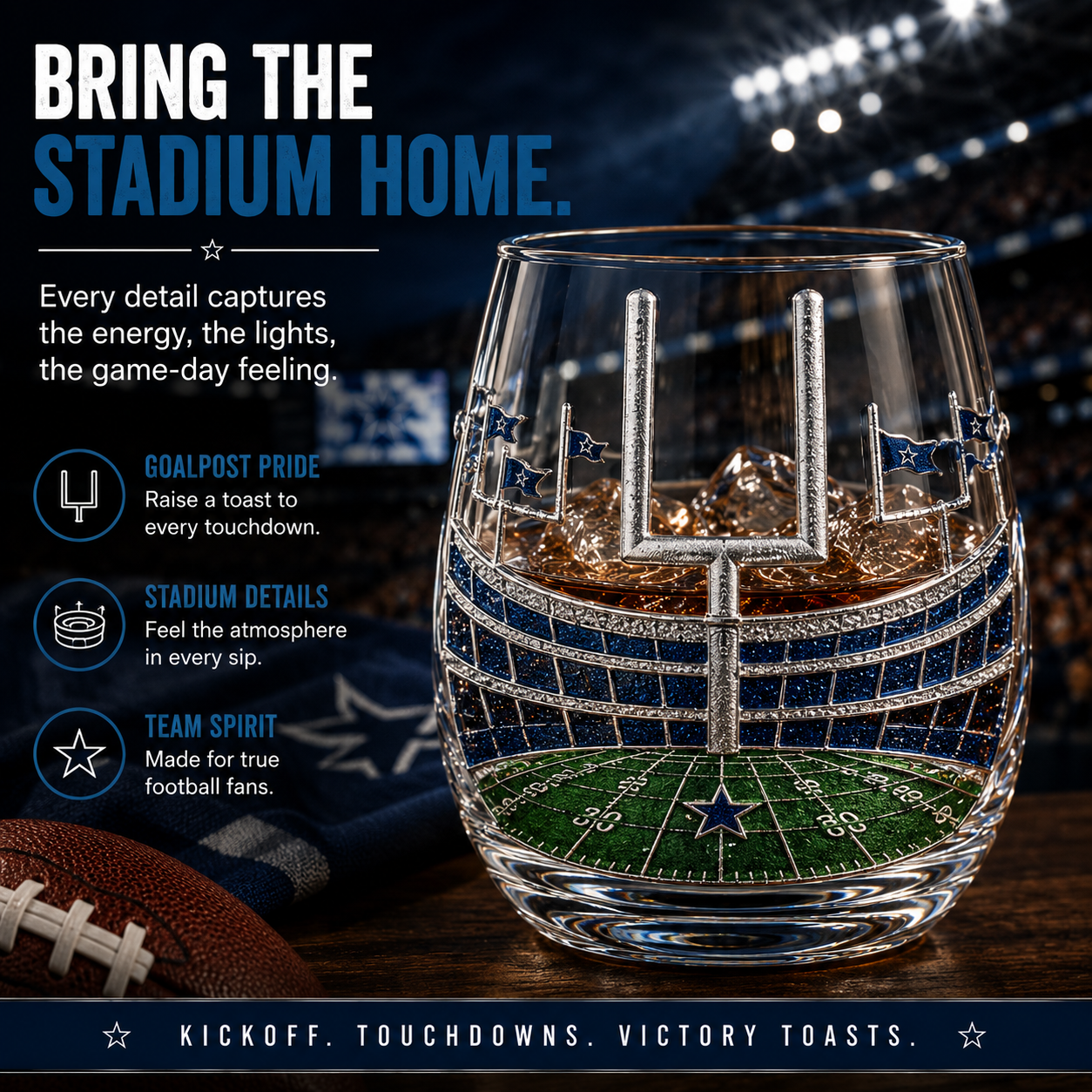 🏈 Football Drinking Glass – Statement Game Day Tumbler for Watch Parties & Victory Toasts