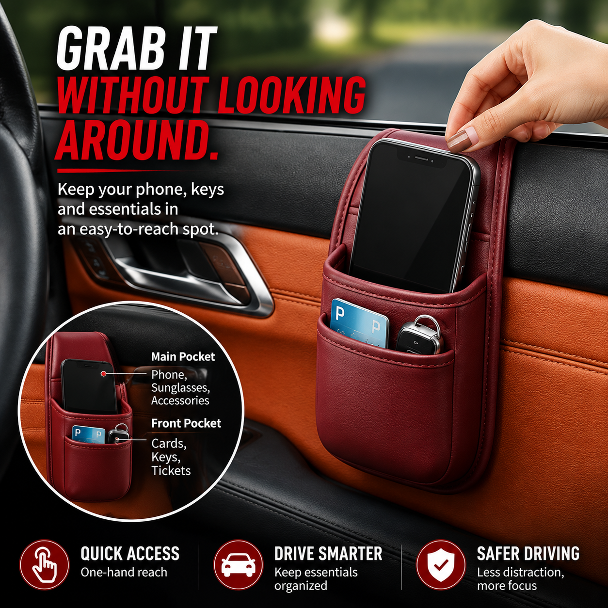 🚗 50% OFF Adhesive Car Organizer ✨ Easy Storage for Phones, Keys & Cards