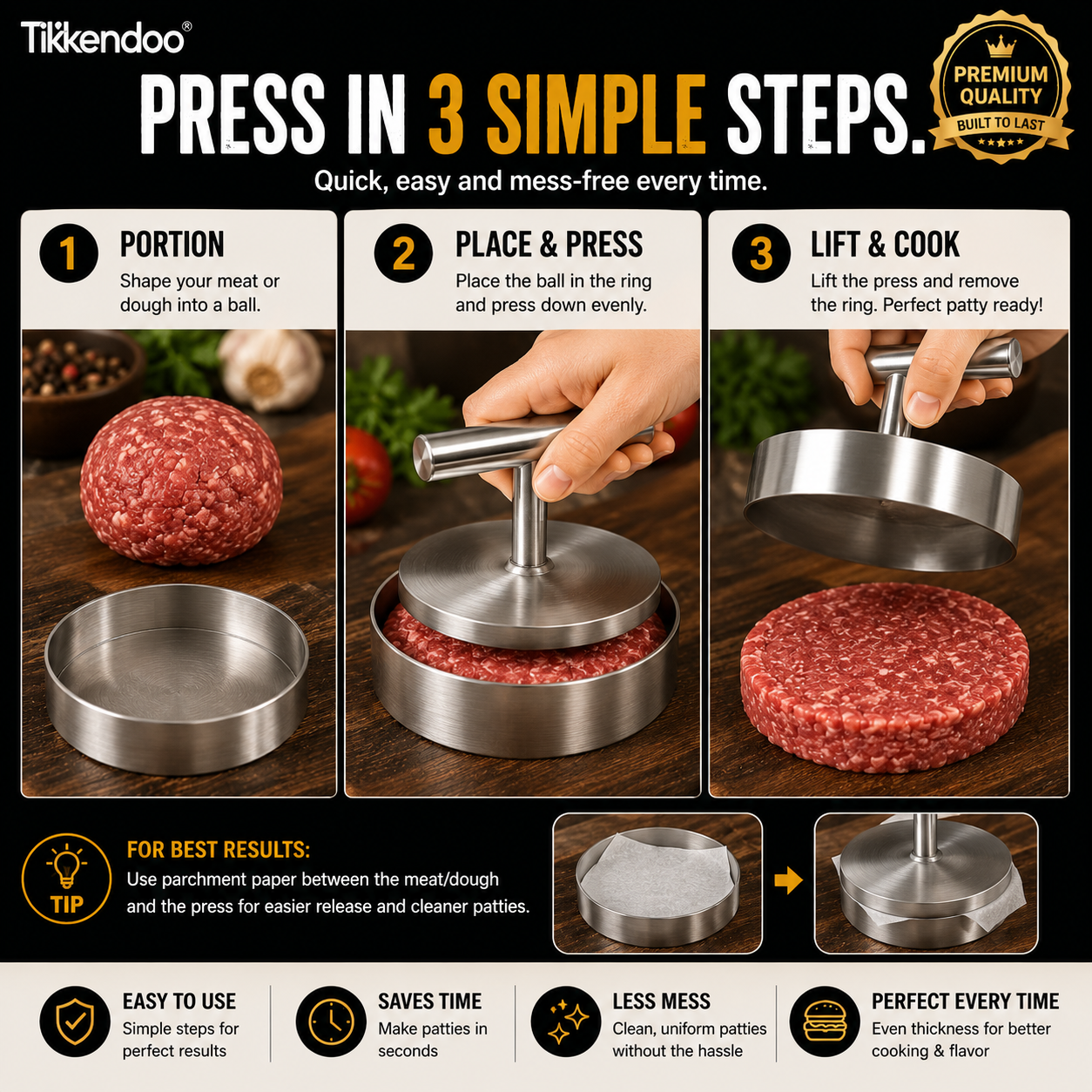🍔 50% OFF Manual Burger Patty Press 🔥 Perfect Round Patties Every Time