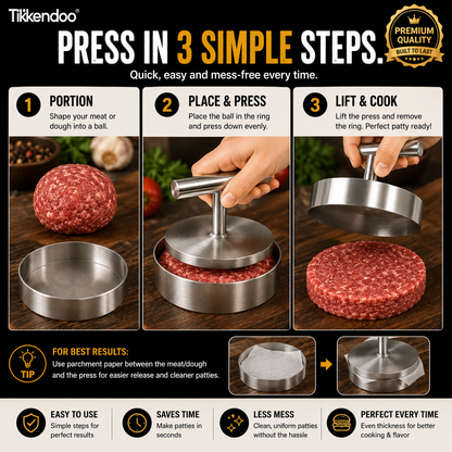 🍔 50% OFF Manual Burger Patty Press 🔥 Perfect Round Patties Every Time