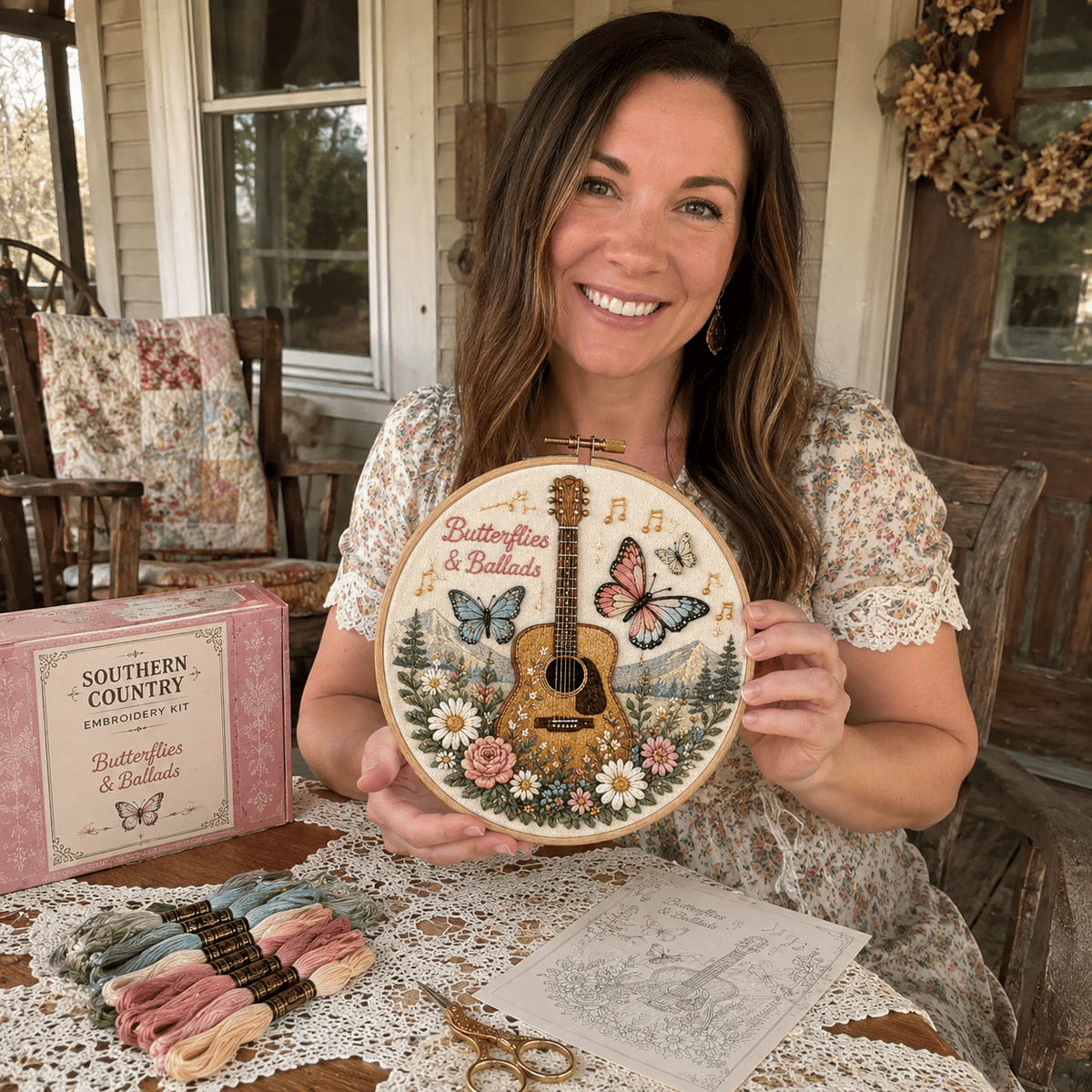 🧵 Southern Country Embroidery Kit Collection | Beginner-Friendly Wooden Hoop Art DIY Keepsake 🌼