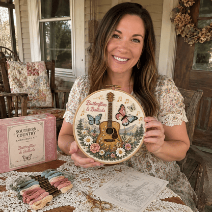 🧵 Southern Country Embroidery Kit Collection | Beginner-Friendly Wooden Hoop Art DIY Keepsake 🌼