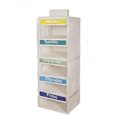 🔥 49% OFF 5-Shelf Weekday Closet Organizer 📅 Monday–Friday Storage