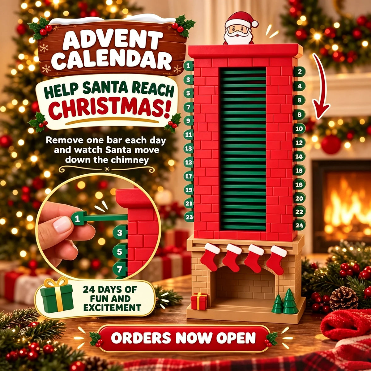 🎅 48% OFF Santa Chimney Advent Calendar – 24 Days of Christmas Magic