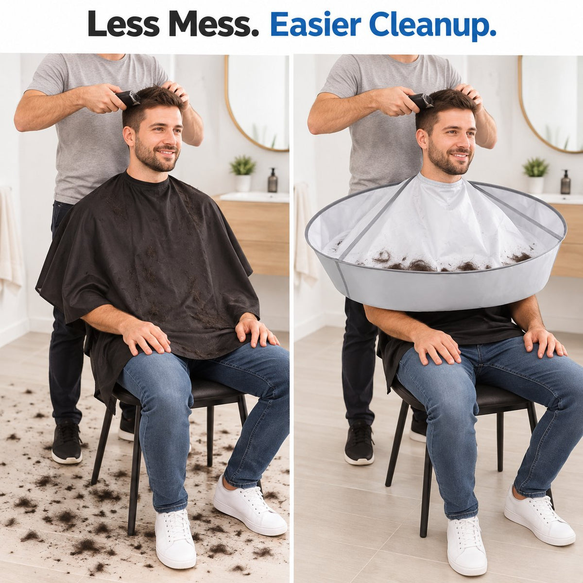✂️ 50% OFF Hair Catcher Cape 🧹 Easy-Clean Cape for Home Haircuts