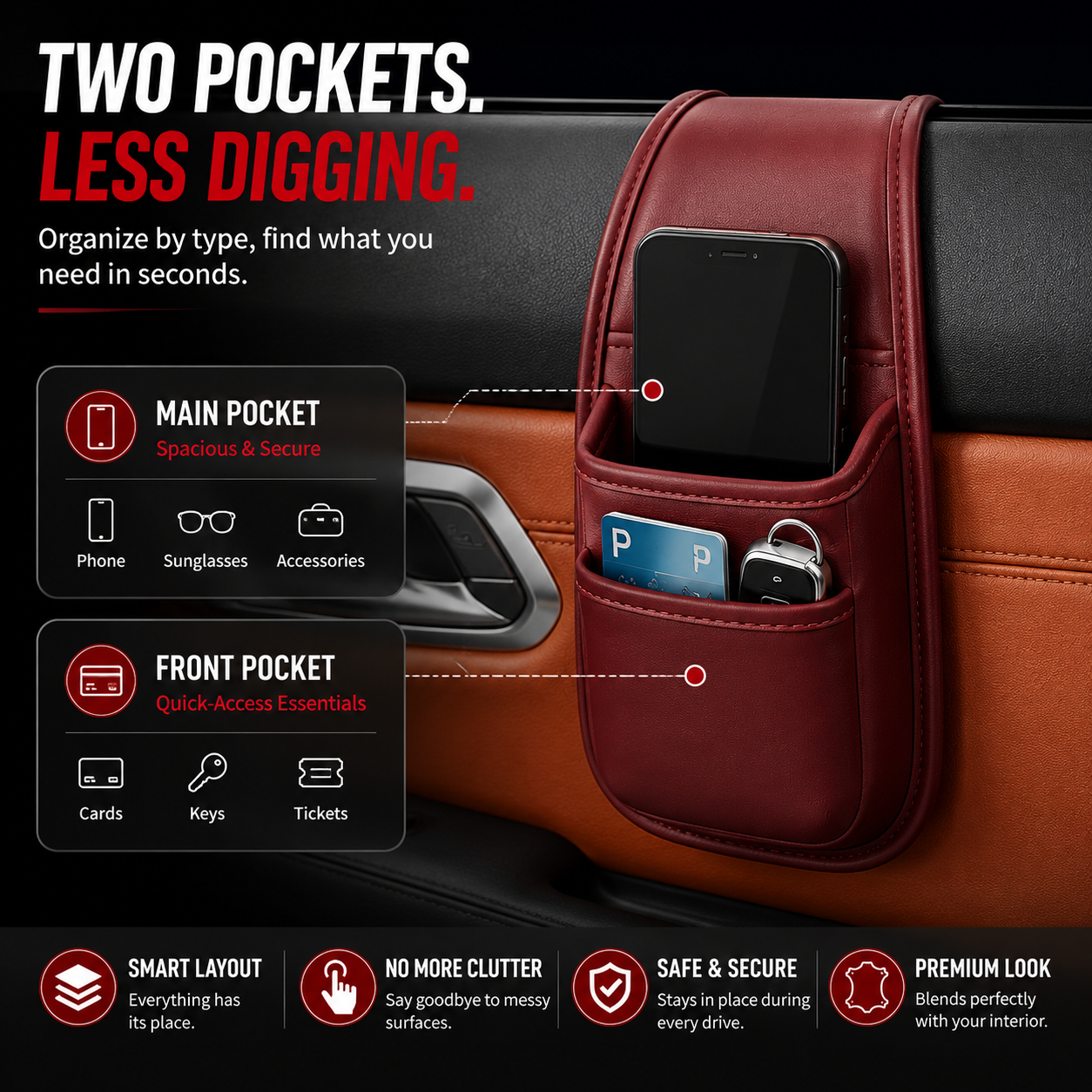 🚗 50% OFF Adhesive Car Organizer ✨ Easy Storage for Phones, Keys & Cards