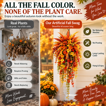 🍂 50% OFF Cascading Artificial Fern Swag 🏡 Fall Porch & Entryway Decor