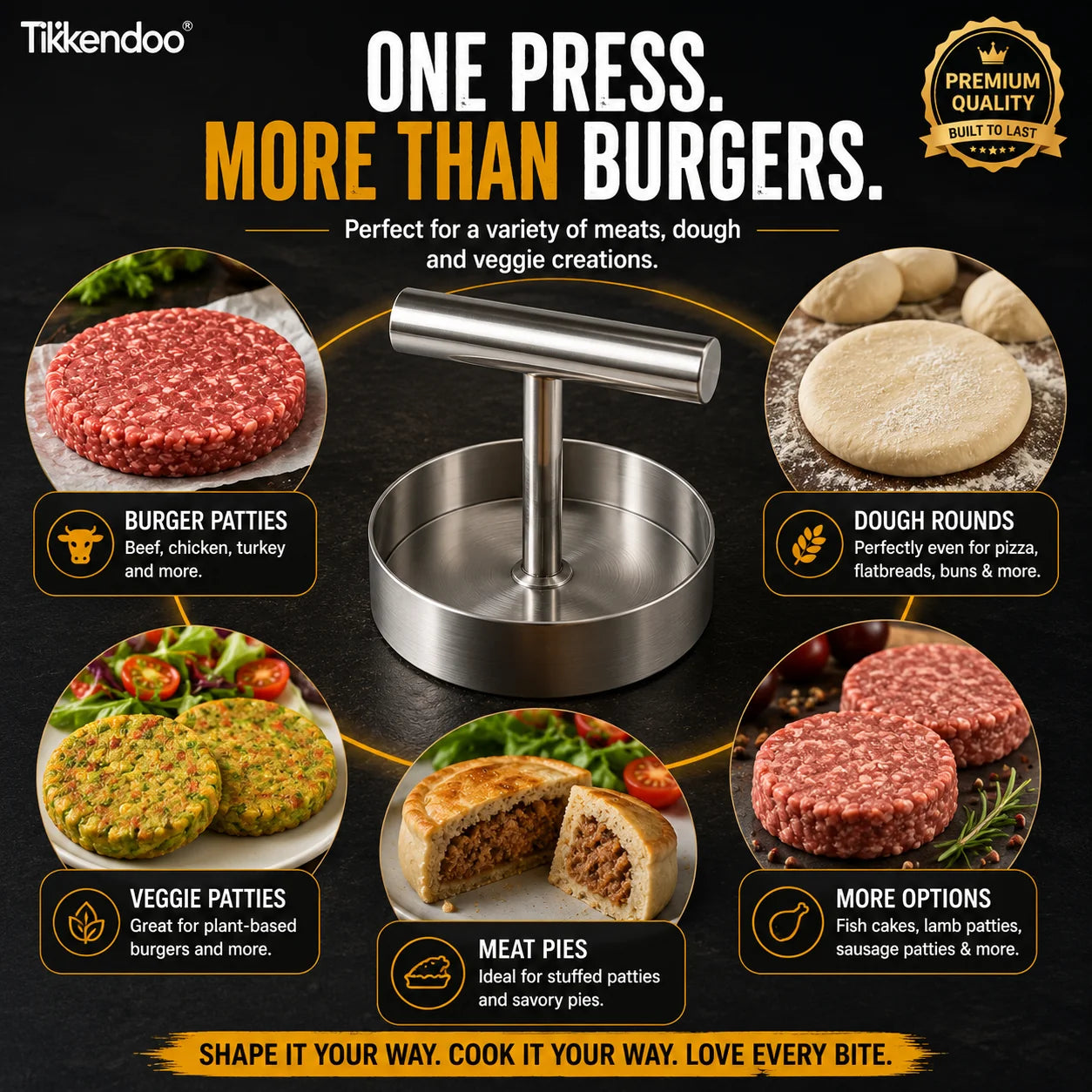 🔥 50% OFF Professional Stainless Steel Meat Press – Perfectly Shaped Patties in Seconds 🍖