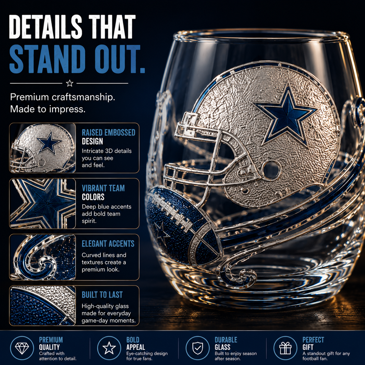 🏈 Football Drinking Glass – Statement Game Day Tumbler for Watch Parties & Victory Toasts