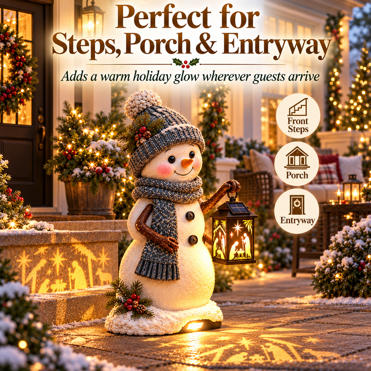 🎄 Solar Christmas Step Light ✨ 5 Festive Characters for Porch & Entryway