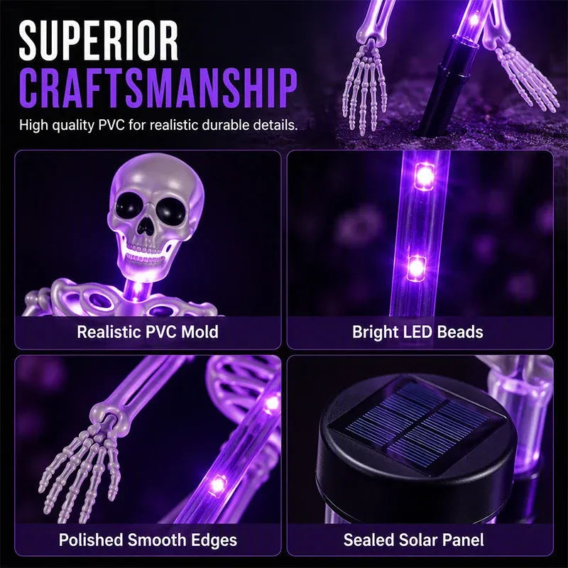 🎃 LIMITED TIME 50% OFF 🦴 Halloween Skeleton Solar Lights ✨ Create A Spooky Glow For Your Yard Tonight