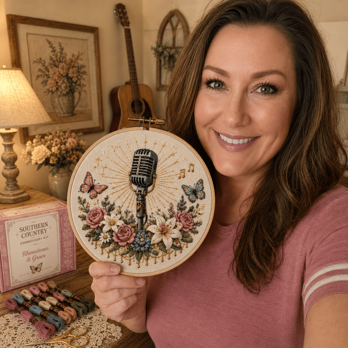 🧵 Southern Country Embroidery Kit Collection | Beginner-Friendly Wooden Hoop Art DIY Keepsake 🌼