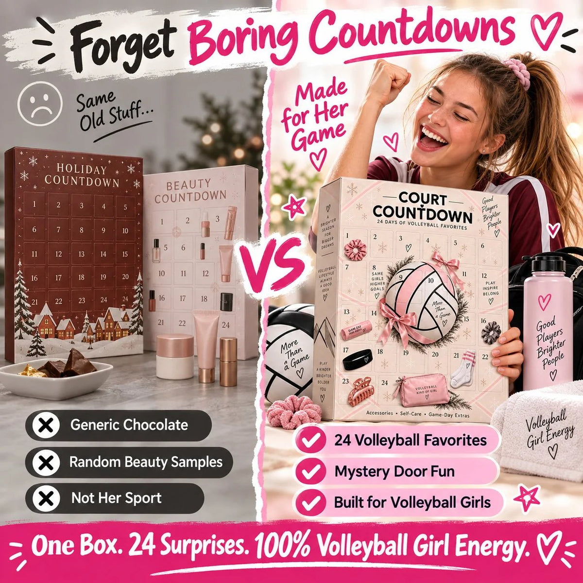 ⏳ Last Day 64% OFF – 🏐 2026 Volleyball Advent Calendar | 24 Mystery Doors with Sporty Surprises for Players & Volleyball Fans 🎁