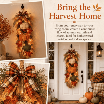 🎃 Lighted Rustic Wooden Pumpkin Door Hanger – Farmhouse Fall Porch & Thanksgiving Decor