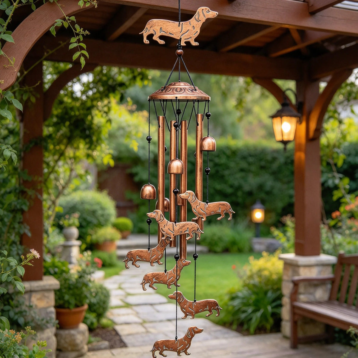 🐶 Dachshund Metal Wind Chime, Outdoor Garden Decor