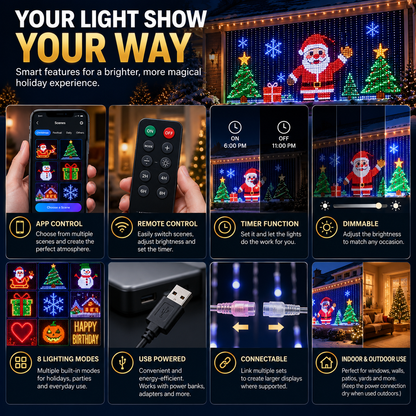 📱 SMART CHRISTMAS LIGHTS | App Controlled LED Curtain – Animated Pixel Display for Windows, Walls & Holiday Decor