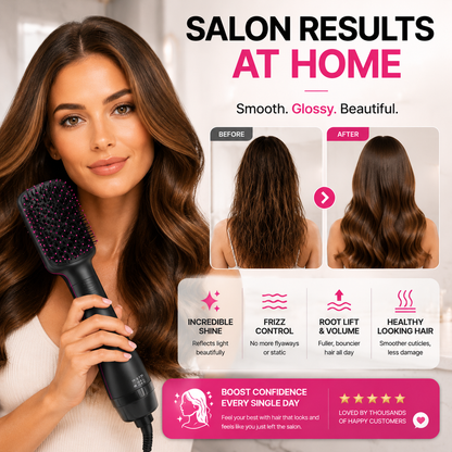 🔥 49% OFF 2-in-1 Hair Dryer Brush ✨ Ionic Hot Air Volumizer & Styler