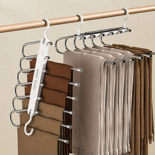 👖 6-Tier Space-Saving Pants Hanger – Vertical Closet Organizer
