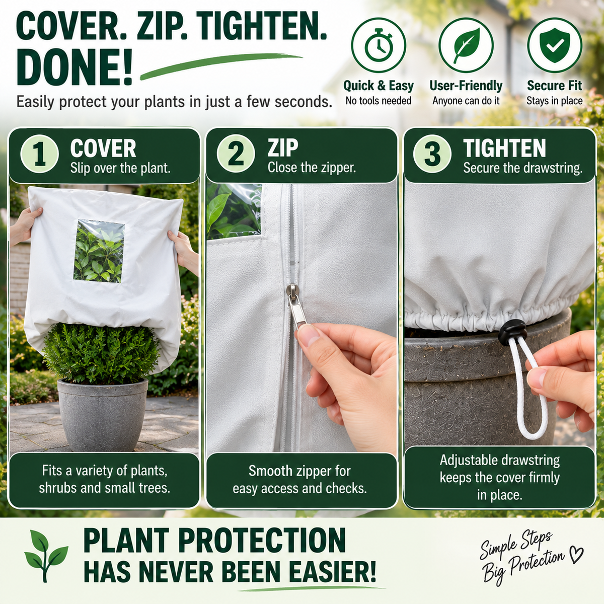 ❄️ 50% OFF Reusable Plant Frost Cover 🌿 Breathable Winter Protection with Zipper & Viewing Window