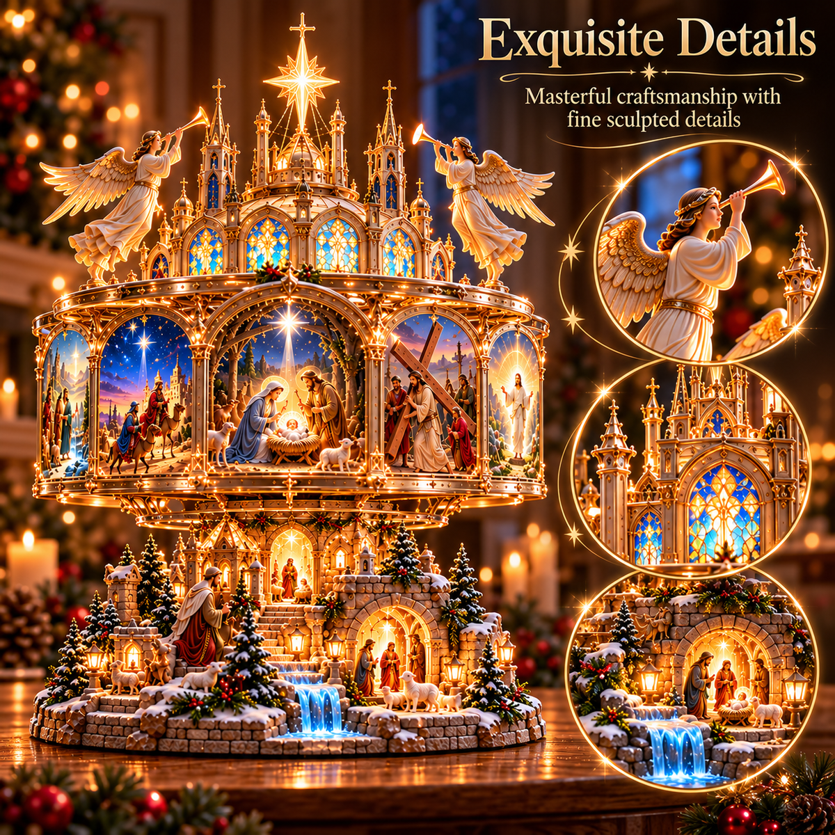 🔥 LAST DAY 49% OFF ✝️ Journey of Faith™ – 360° Rotating Lighted Nativity Display