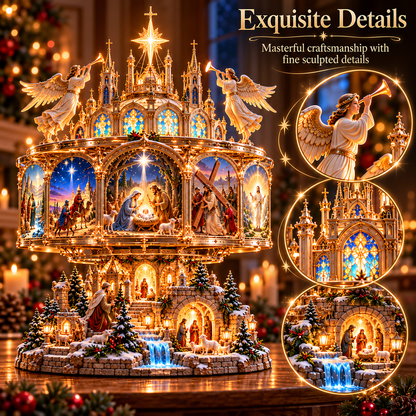🔥 LAST DAY 49% OFF ✝️ Journey of Faith™ – 360° Rotating Lighted Nativity Display