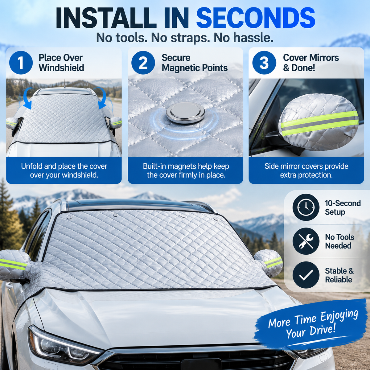 🚗 All-Season Magnetic Car Windshield Cover for Sun, Snow, Ice & Frost Protection 🛡️