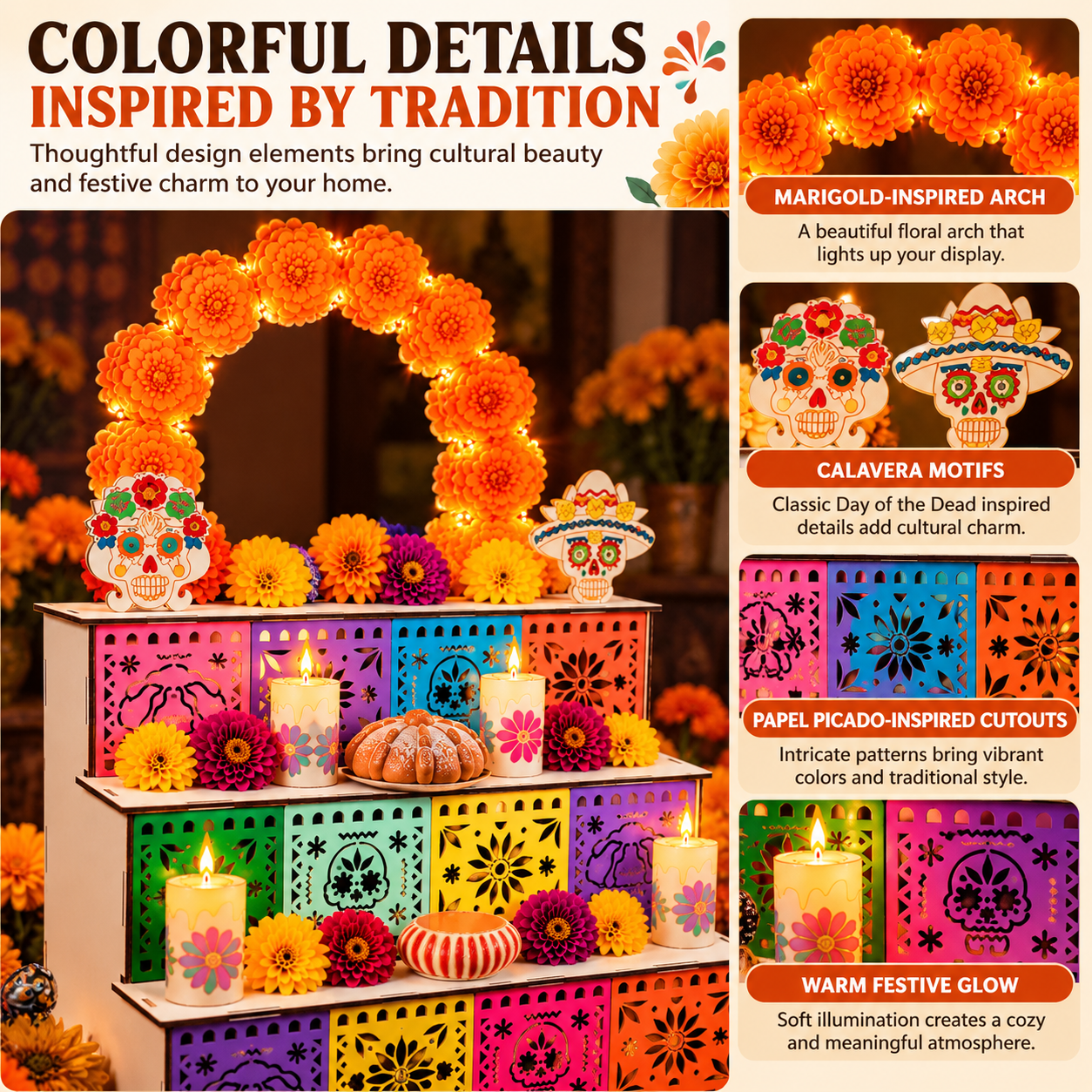 🔥Last Day 49% OFF - 🎃🏵️Day of the Dead Wooden Altar Display Set | 💕Death is not the end of life, forgetting is(📦Buy 2 Free Shipping)