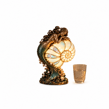 🧜‍♀️ Mermaid’s Nautilus Stained Glass Lamp | An Enchanting Ocean Glow 🌊✨