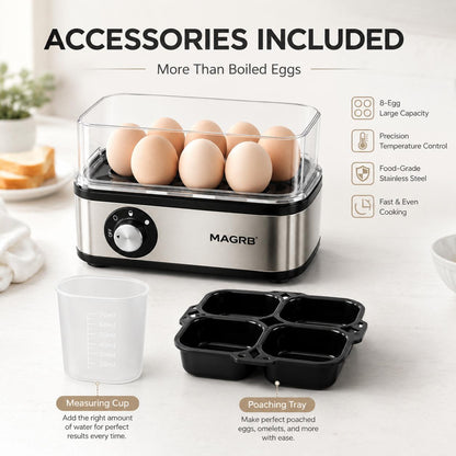 🥚 8-Egg Electric Cooker – 3-in-1 Egg Boiler, Poacher & Omelet Maker 🍳✨