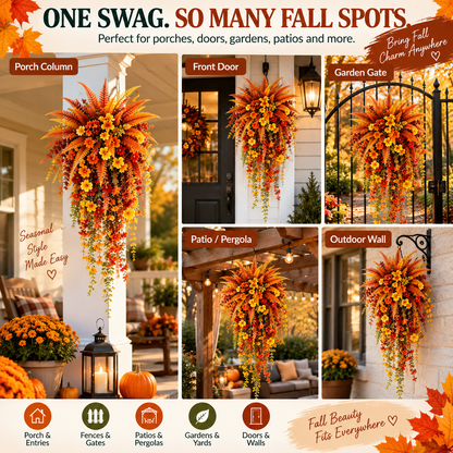🍂 50% OFF Cascading Artificial Fern Swag 🏡 Fall Porch & Entryway Decor