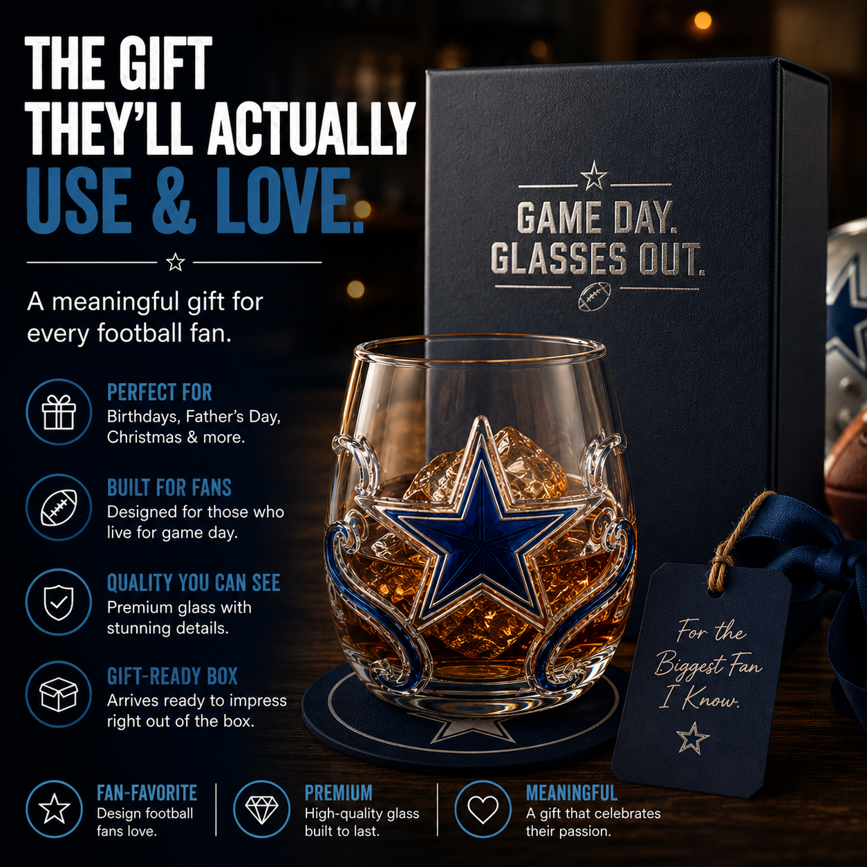 🏈 Football Drinking Glass – Statement Game Day Tumbler for Watch Parties & Victory Toasts