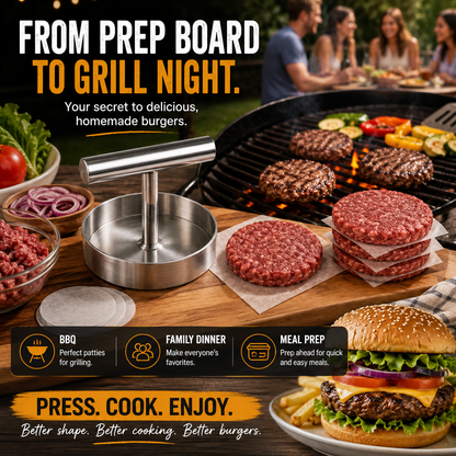 🍔 50% OFF Manual Burger Patty Press 🔥 Perfect Round Patties Every Time
