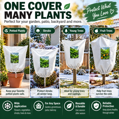 ❄️ 50% OFF Reusable Plant Frost Cover 🌿 Breathable Winter Protection with Zipper & Viewing Window