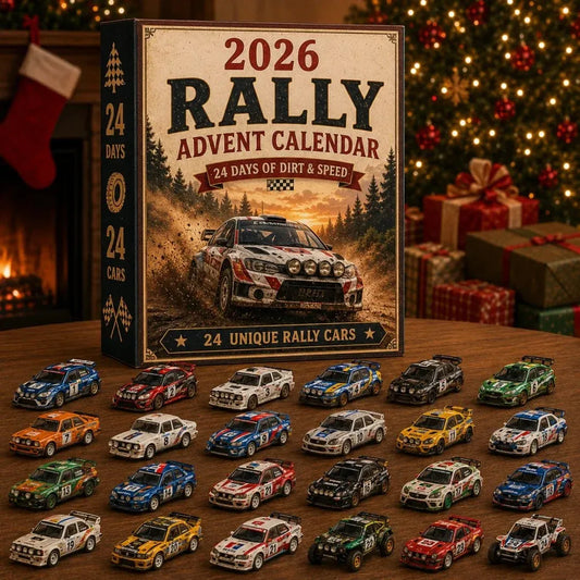 🏎️ Rallye-Adventskalender 2026 – 24 Tage voller Tempo & Action, 24 Rallyeautos zum Sammeln
