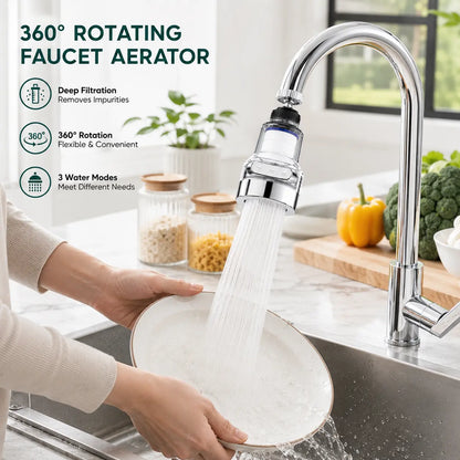 ✨ 50% OFF 3-Mode Rotating Faucet Sprayer for Easier Cleaning