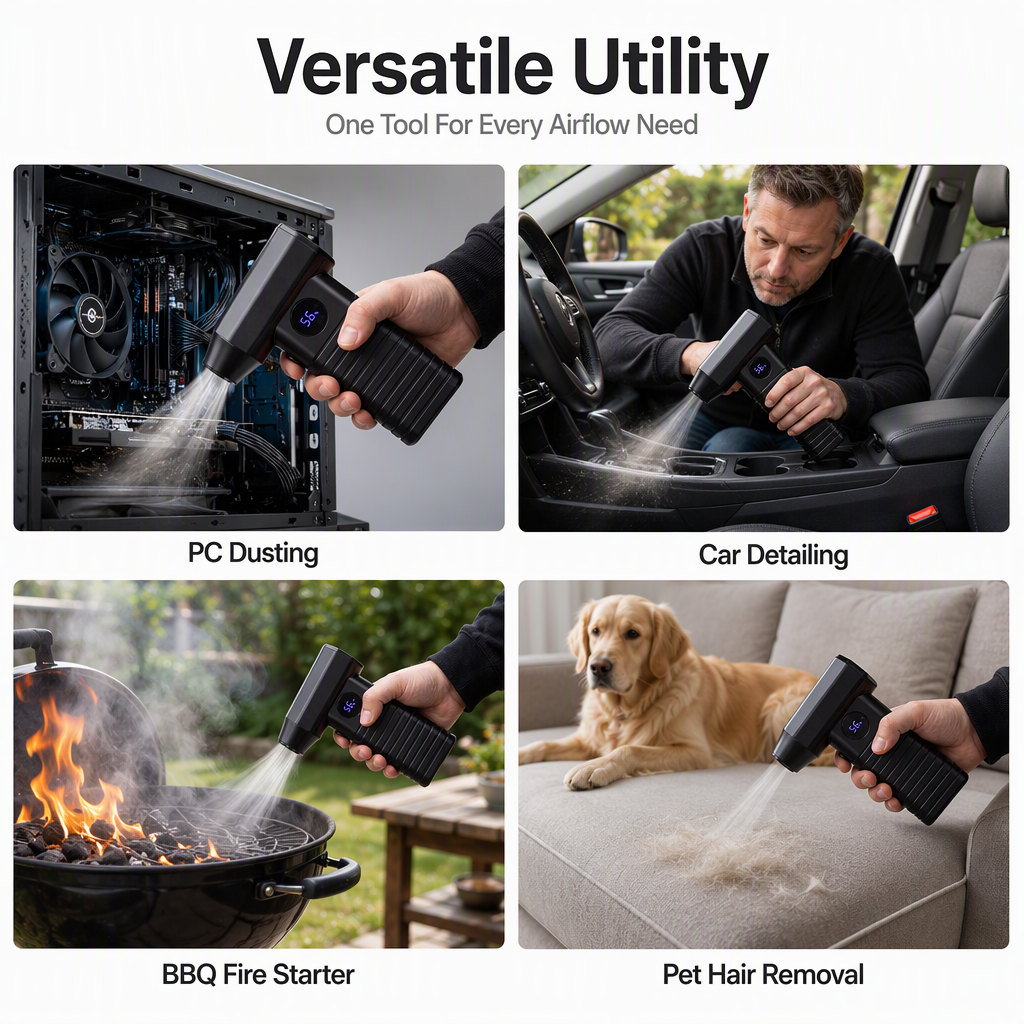 💨 Handheld High-Speed Turbo Blower – Powerful Cordless Air Duster for Leaves, Dust & Snow! ❄️