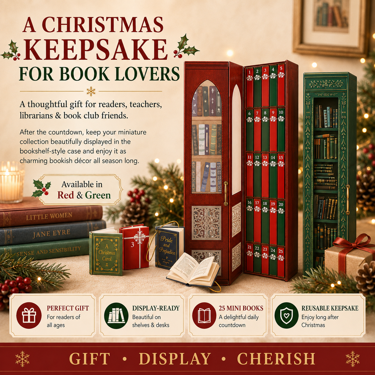 📚 25-Day Mini Book Advent Calendar -Book Lover's Christmas Countdown