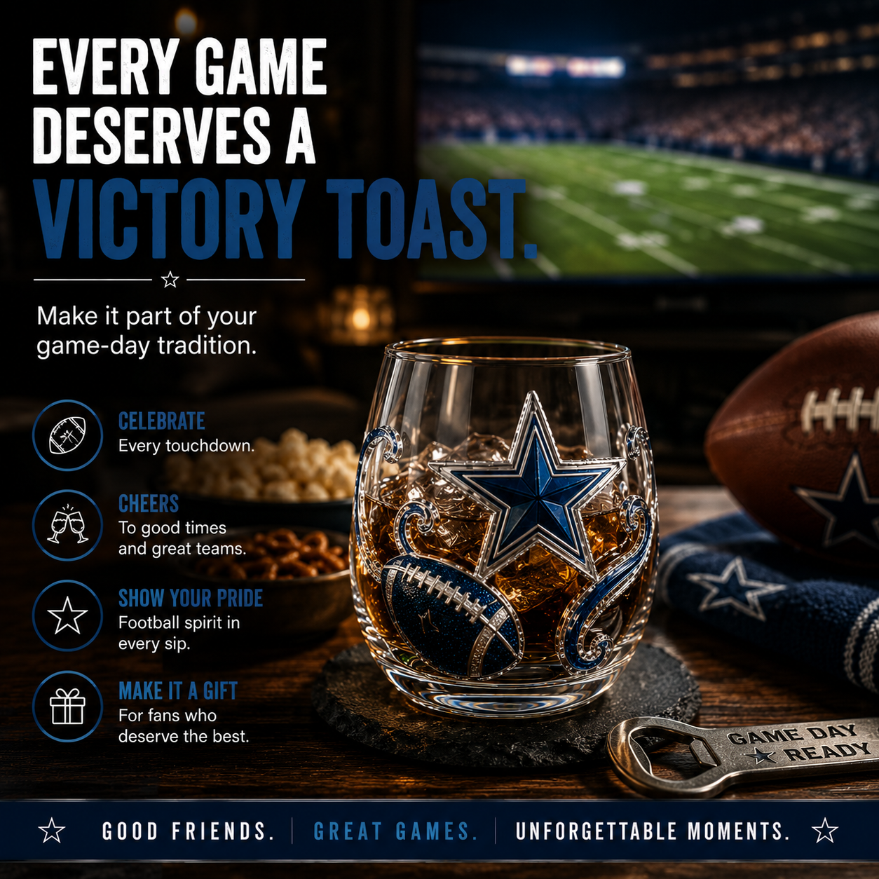 🏈 Football Drinking Glass – Statement Game Day Tumbler for Watch Parties & Victory Toasts