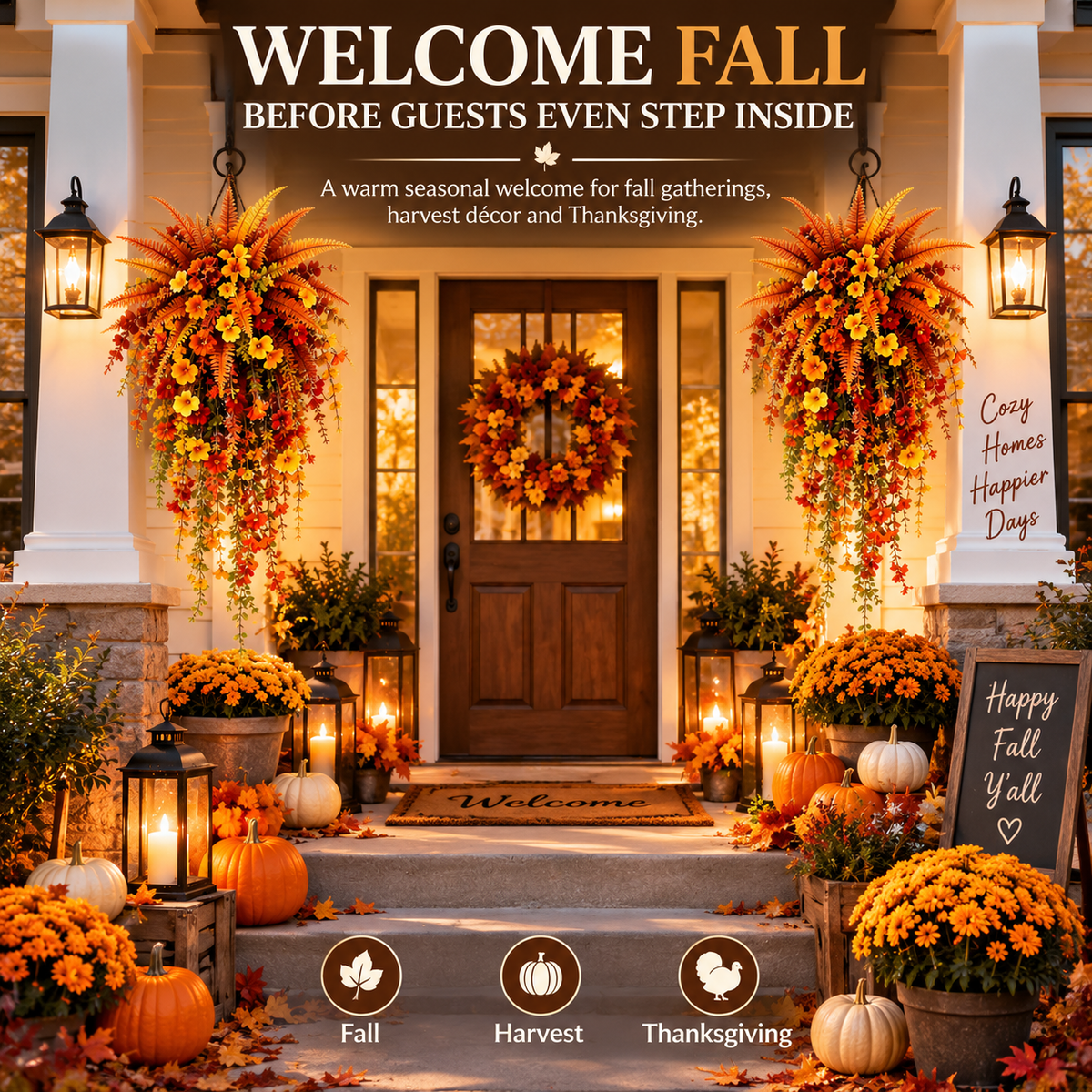 🍂 50% OFF Cascading Artificial Fern Swag 🏡 Fall Porch & Entryway Decor